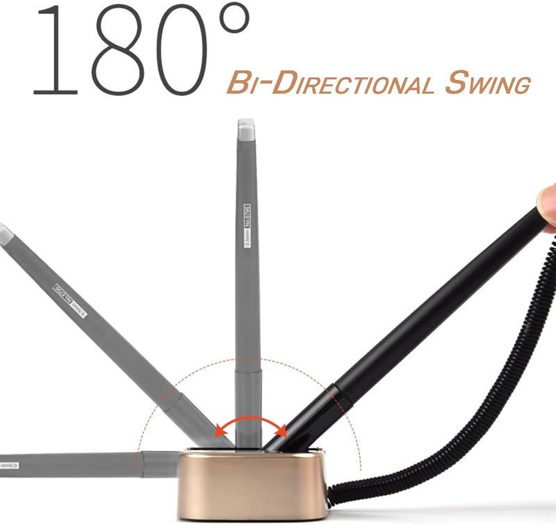 Othaim طقم أقلام مكتب أنيقة بلون الشمبانيا - مزودة بإعادة تعبئة آمنة، أسطوانة دوارة بزاوية 180 درجة، سلسلة مرنة، كتابة سلسة، قاعدة لاصقة قوية - مثالية للمكتب، المستشفى، المدرسة، مناطق الاستقبال (6 قطع) - Image 5